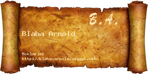 Blaha Arnold névjegykártya